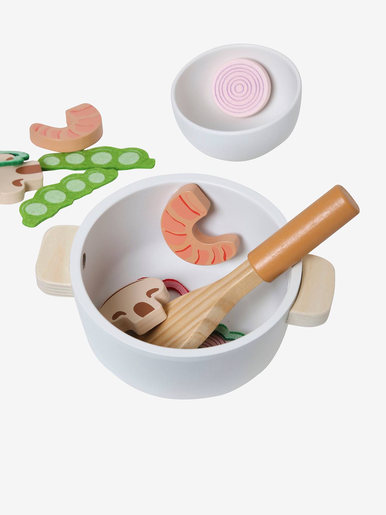 Vertbaudet Kinder Koch-Set mit Wok, Holz FSC - beige