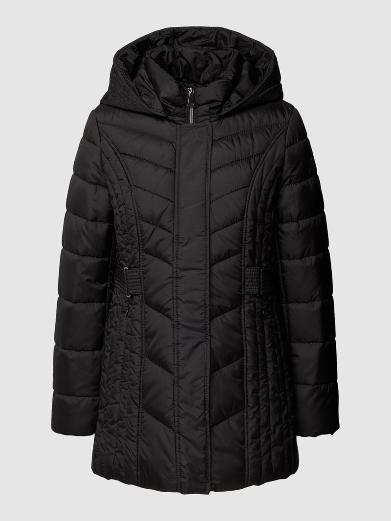 Steppjacke mit Taillengürtel in schwarz