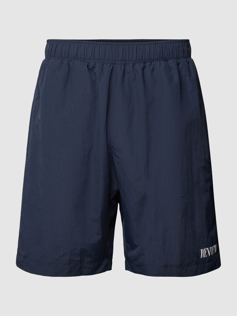 Shorts mit Label-Print in dunkelblau