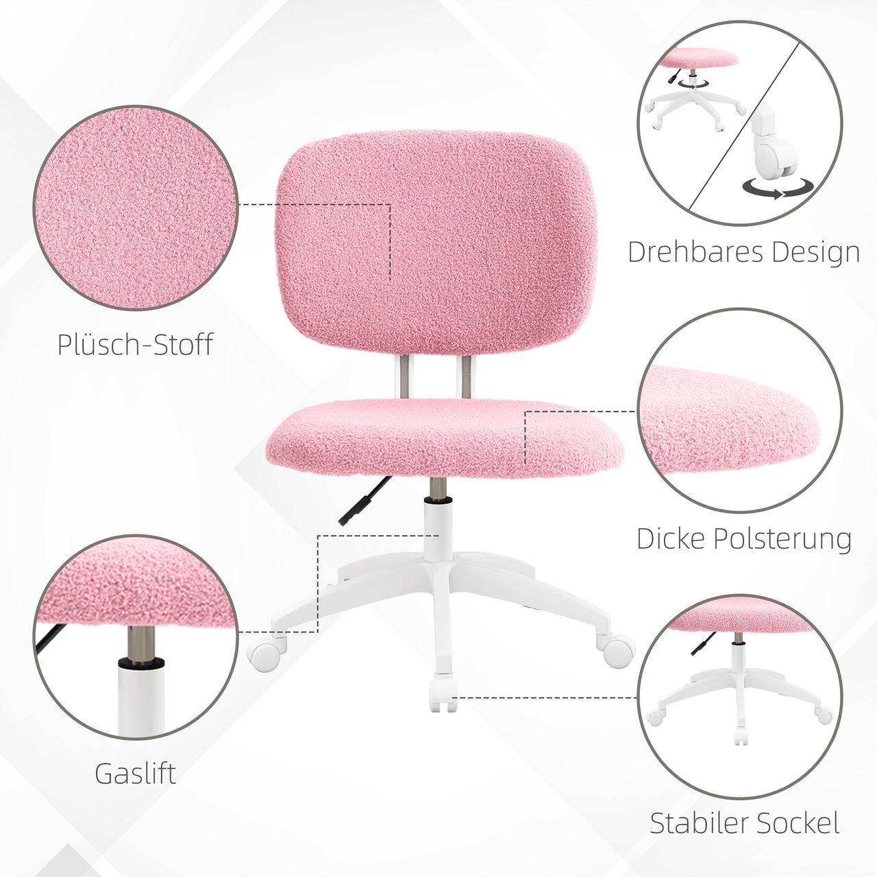 Vinsetto Bürostuhl, Ergonomischer Schreibtischstuhl, Höhenverstellbarer PC Stuhl