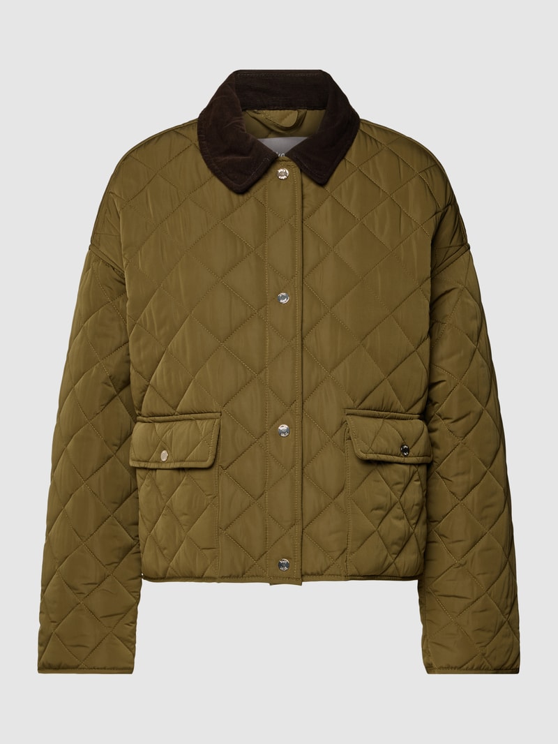 Jacke mit Steppnähten in khaki