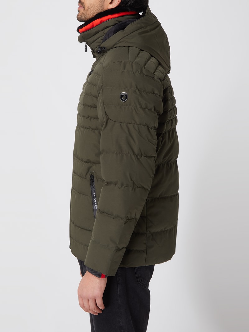 Steppjacke mit abnehmbarem Kunstfellbesatz Modell 'POLAR' in olivgrün