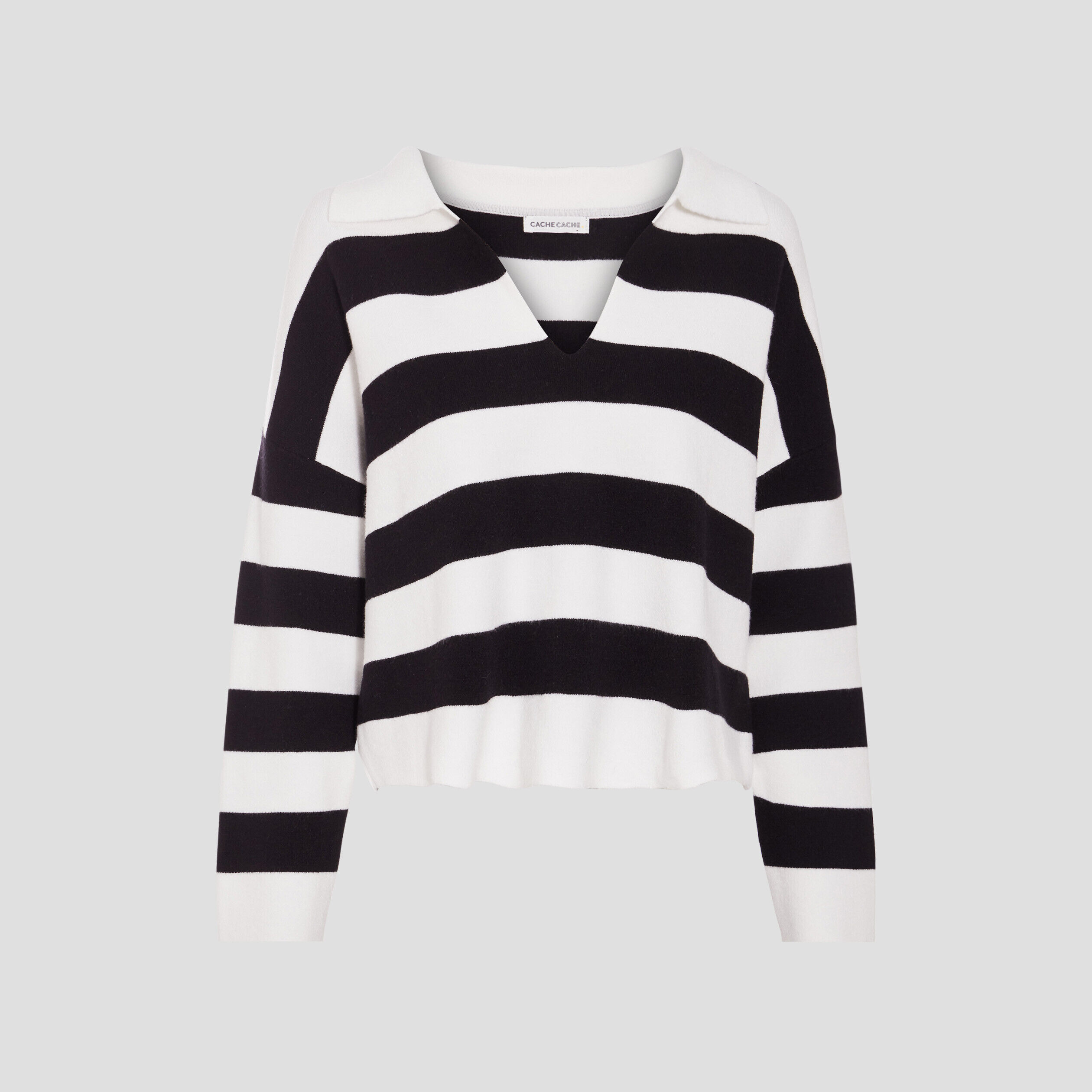 Pull avec col en V ecru femme | Cache Cache