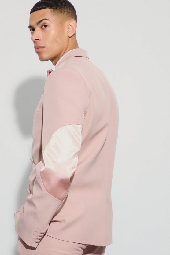 Strukturierter zweireihiger Blazer mit Aufnähern