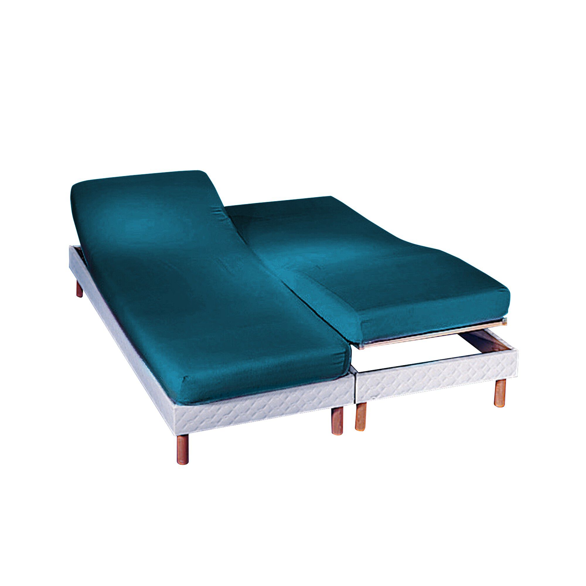 Drap-housse uni sommier articulé flanelle bonnets 26 cm