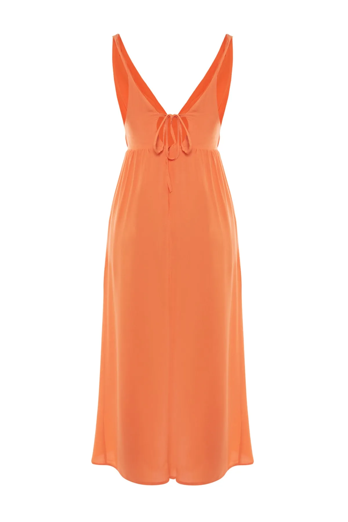Trendyol Collection  Orangefarbenes, gerafftes Midi-Strandkleid aus Webstoff TBESS23EL00130