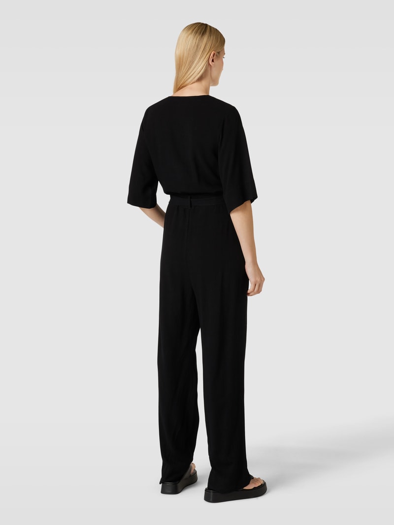 Jumpsuit mit V-Ausschnitt Modell 'VIVA' in schwarz