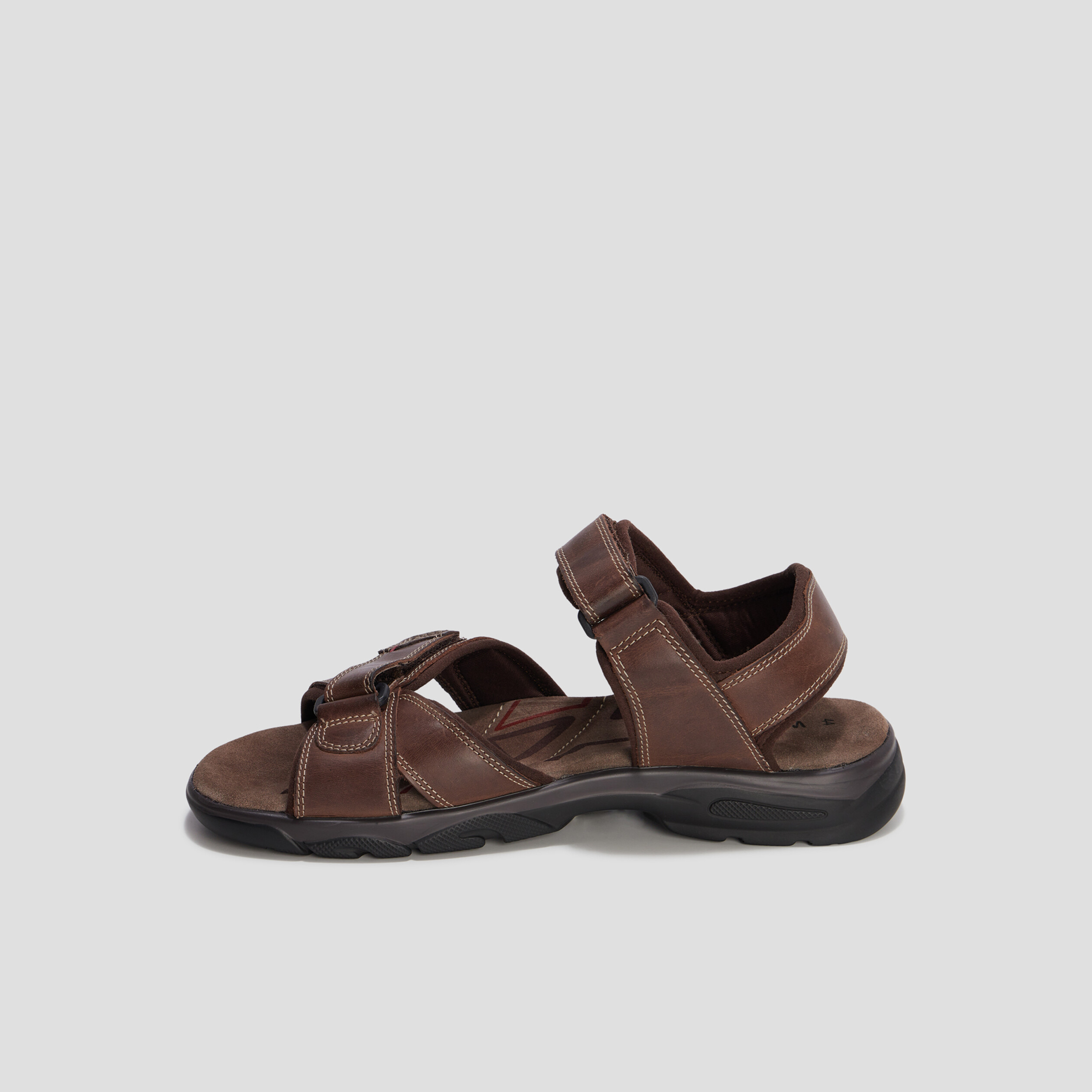 Sandales à scratchs en cuir Walking marron homme | La Halle