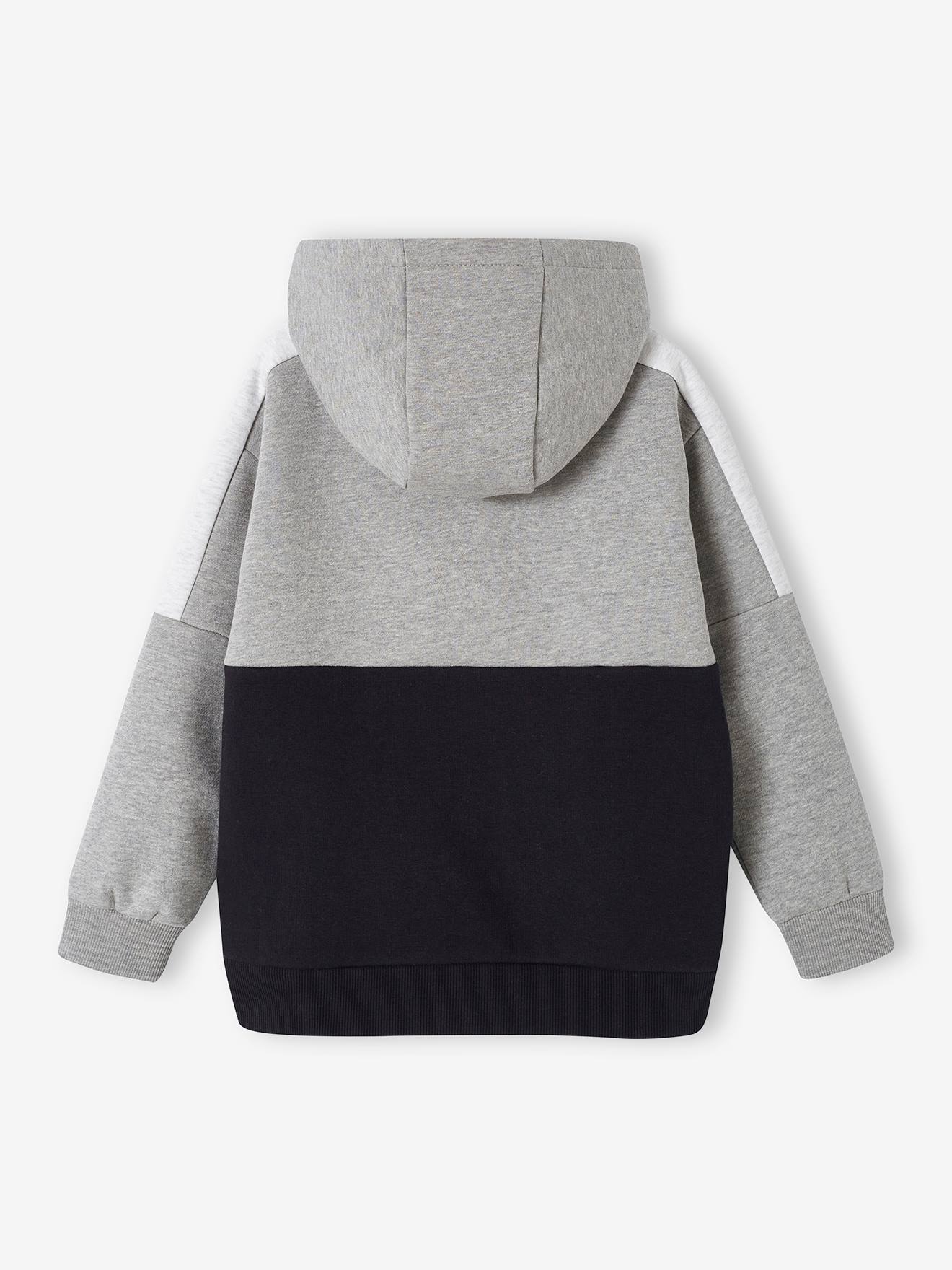 Sweat zippé à capuche effet colorblock sport garçon vert