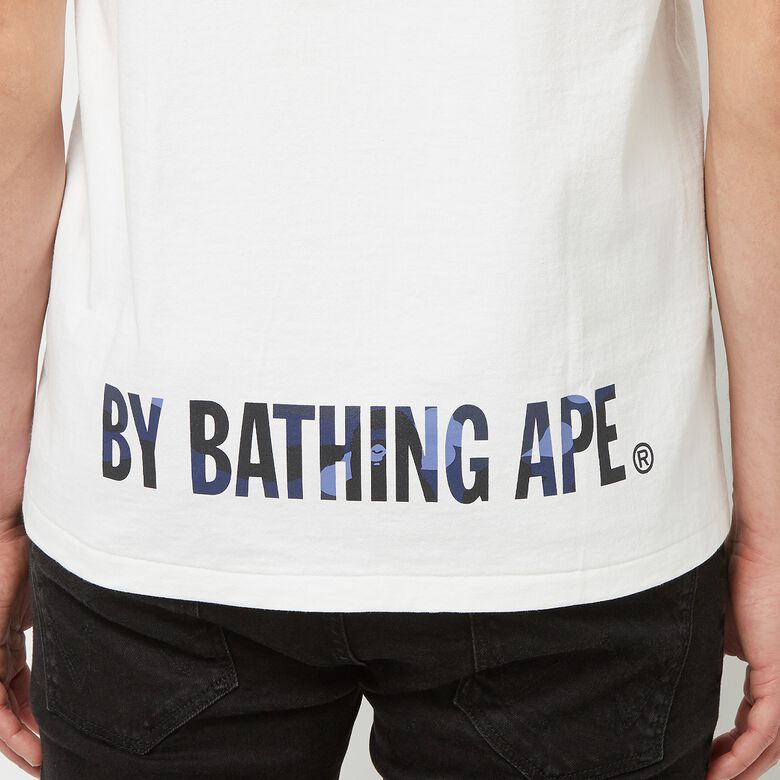 A Bathing Ape Color Camo Ape Face Tee white navy