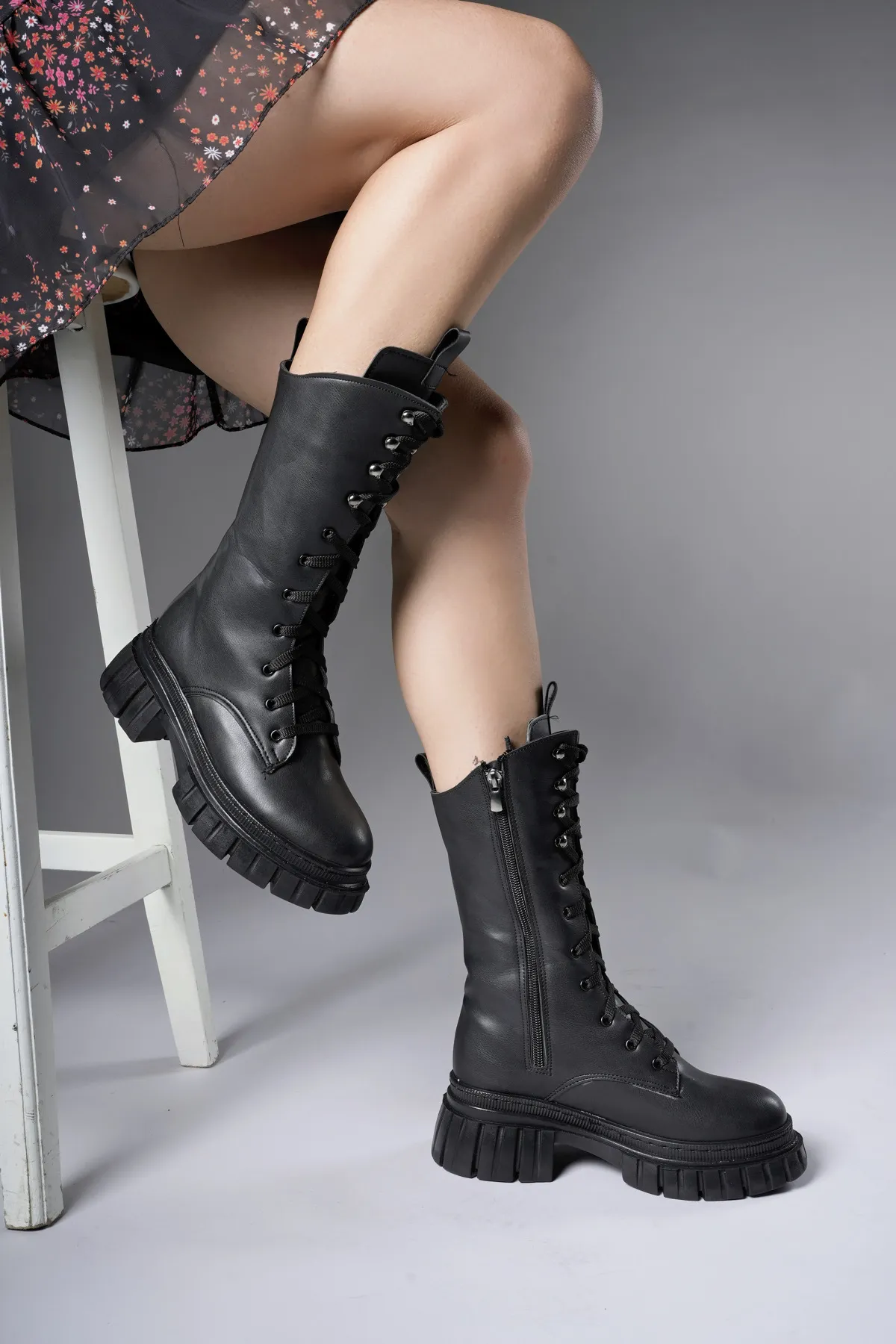 Riccon  Tuilinnel Damen-Stiefel unterhalb des Knies 00121402, schwarze Haut