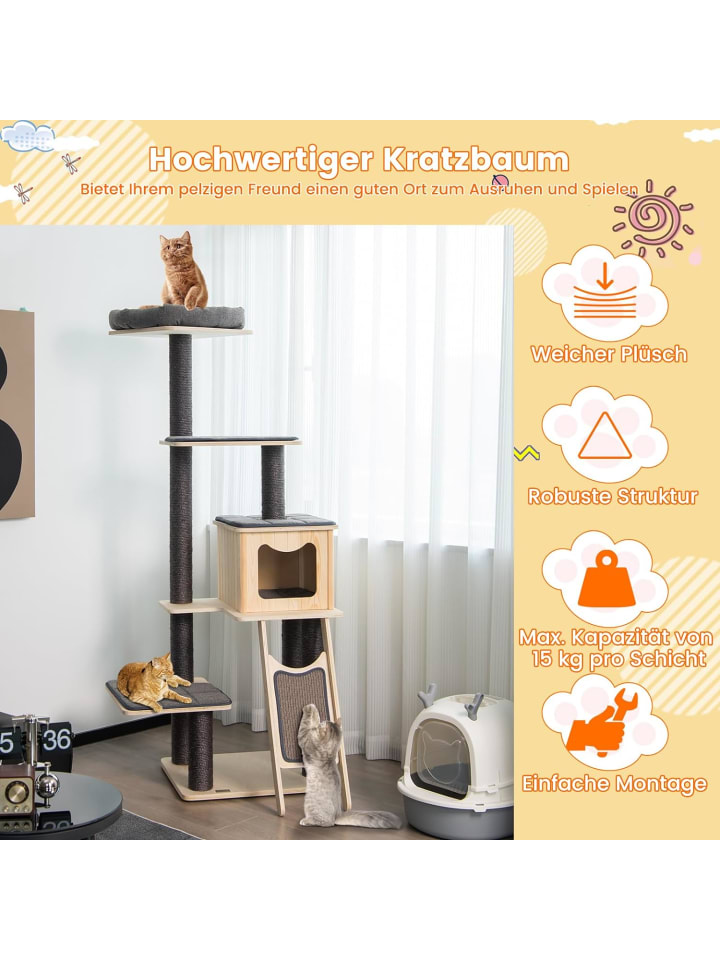 COSTWAY 175cm Kratzbaum in Beige günstig kaufen onesize