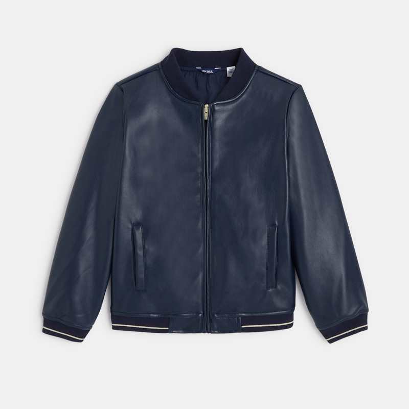 Blouson en faux cuir bleu fille