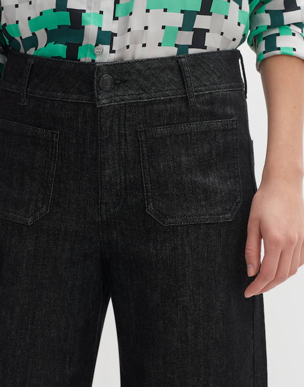 Wide Cropped Jeans Macona black