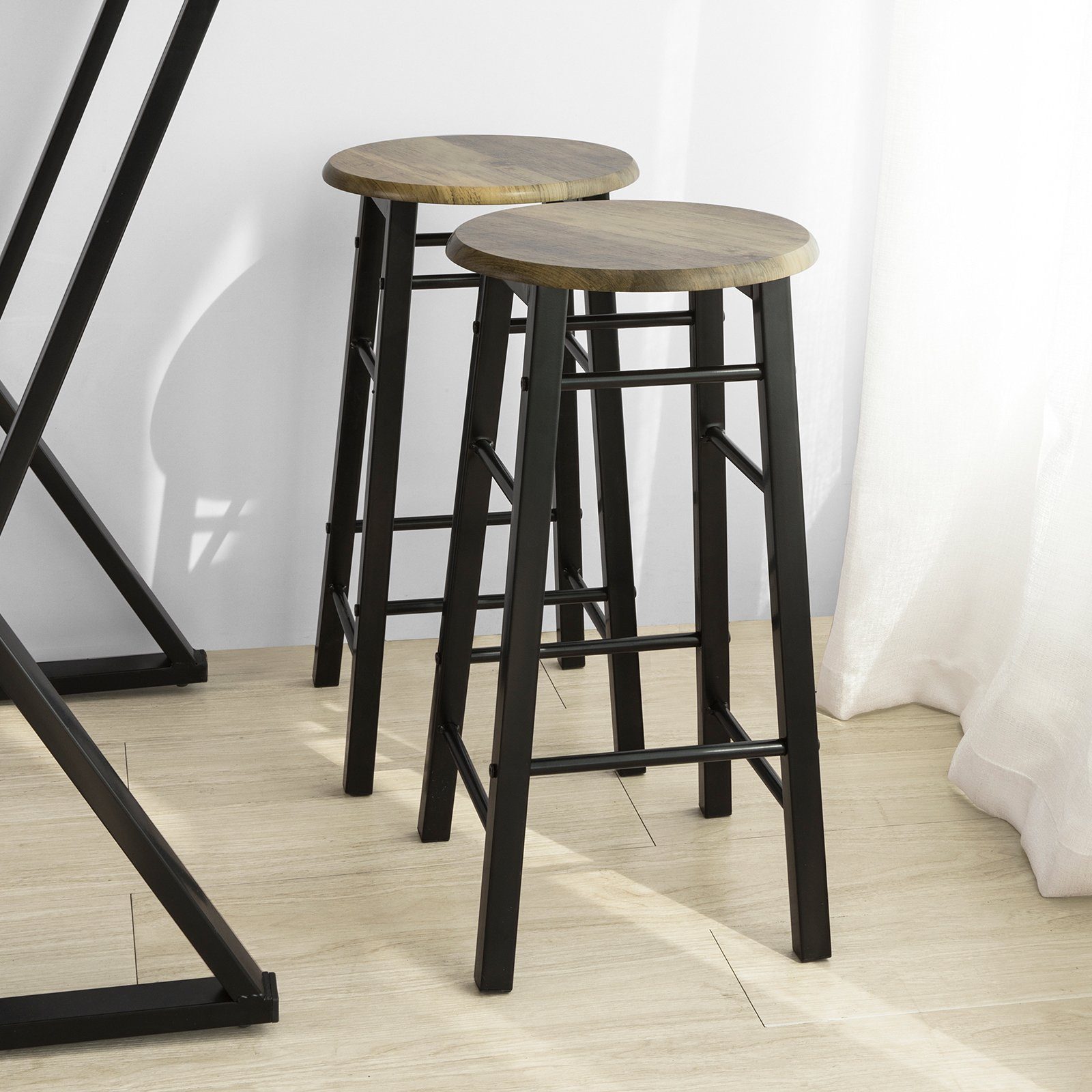 SoBuy Essgruppe OGT24, (5-tlg), 5-teilige Essgruppe Esstisch mit 4 Stühlen Klapptisch Esszimmer Sitzgruppe Küche Küchentisch Holztisch klappbar im Industrial-Look