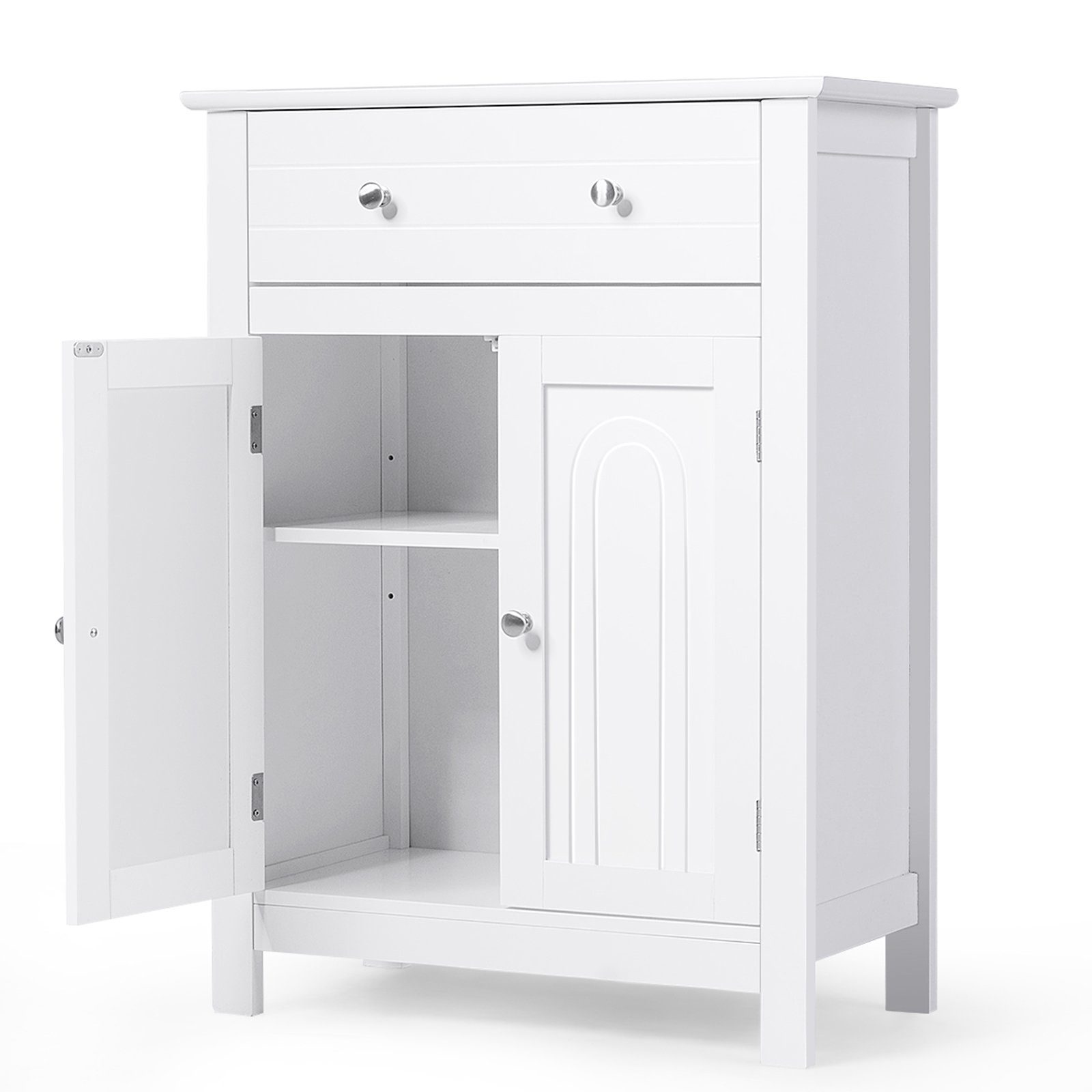 COSTWAY Badkommode, mit Schublade, Tür&verstellbarem Ablage, weiß, 60x30x80cm