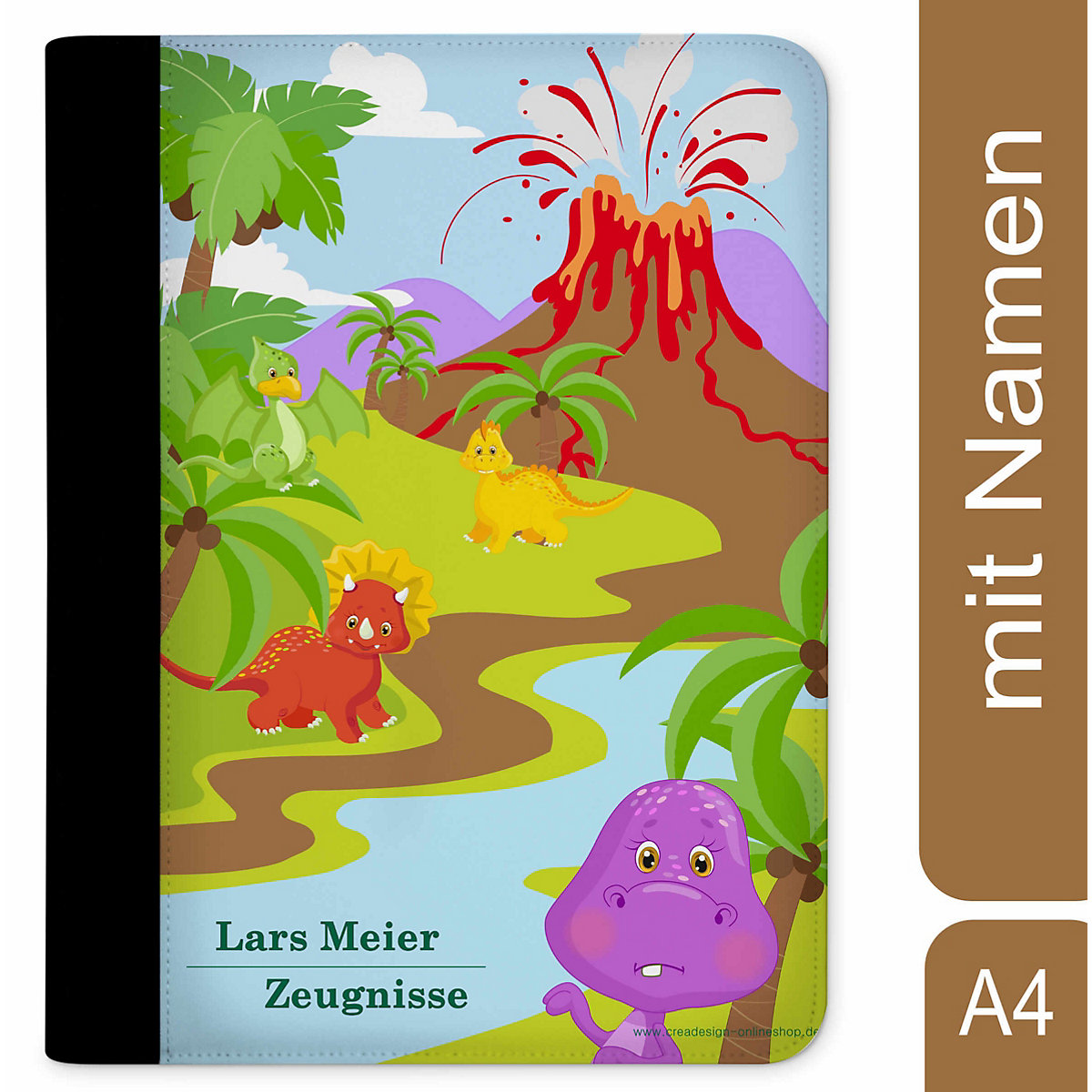 Zeugnismappe / Dokumentemappe mit Name personalisiert Dino