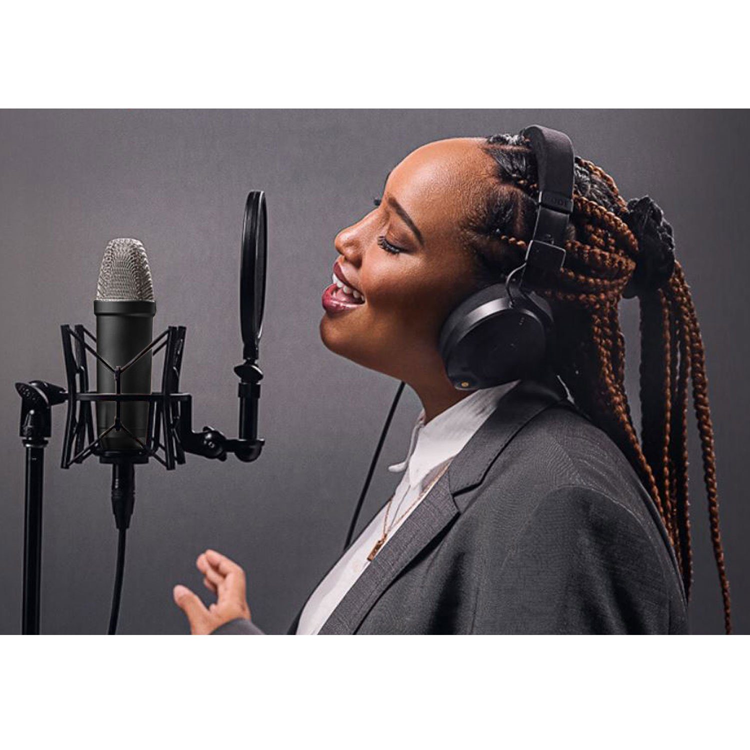 RØDE Mikrofon NT1 Signature Black (mit Mikrofon-Stativ)