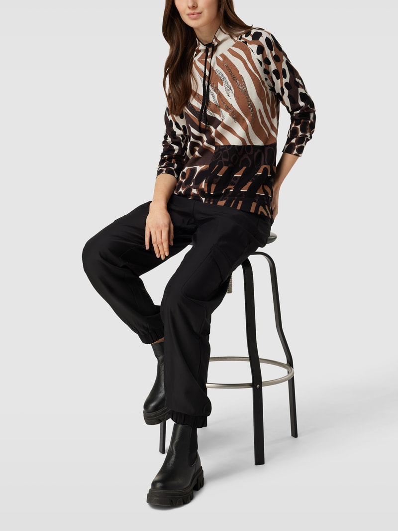 Sweatshirt in Strick-Optik in schwarz