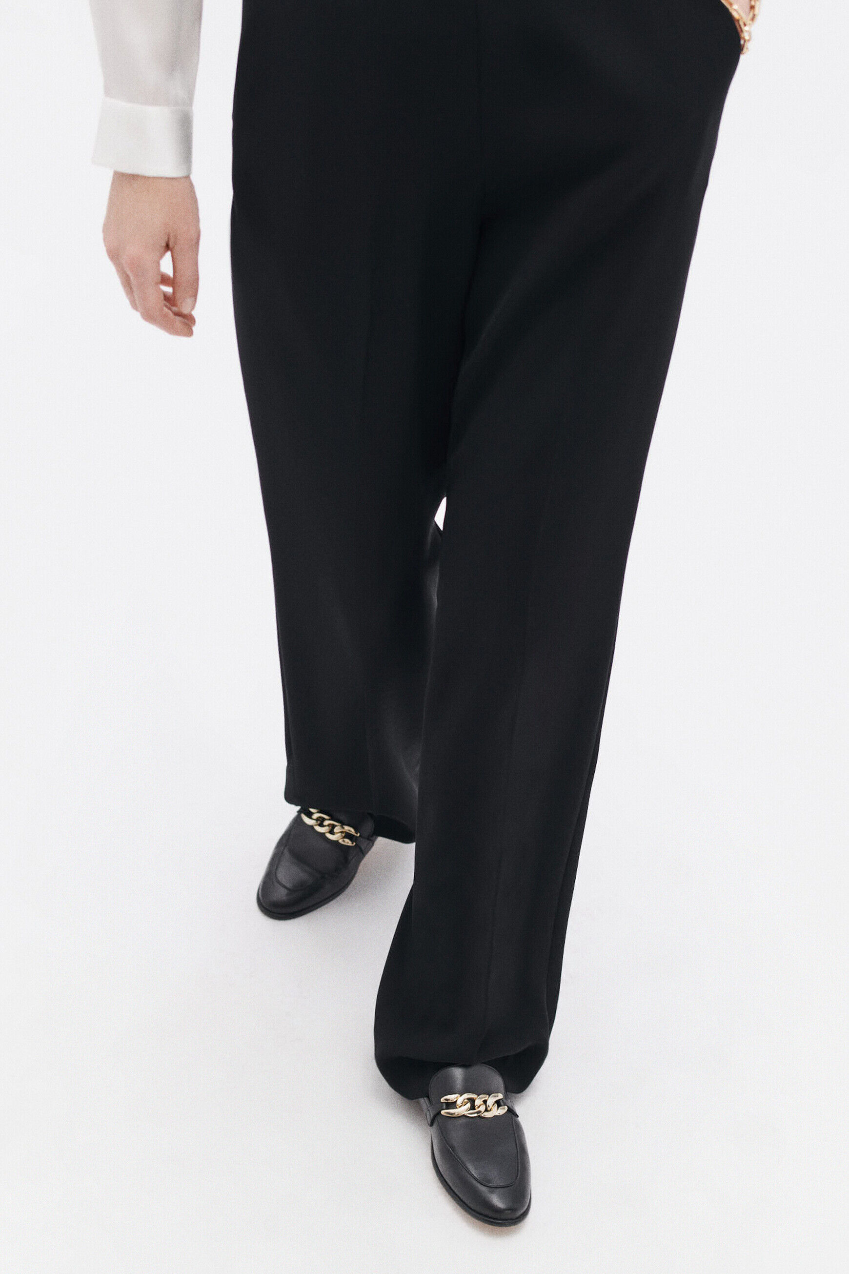 Pantalon pleo noir femme