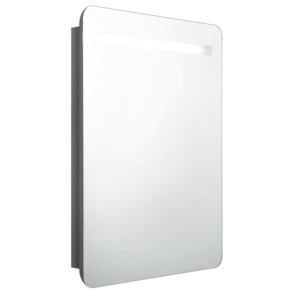 vidaXL Badezimmerspiegelschrank LED-Bad-Spiegelschrank Glänzendes Grau 60x11x80 cm (1-St)
