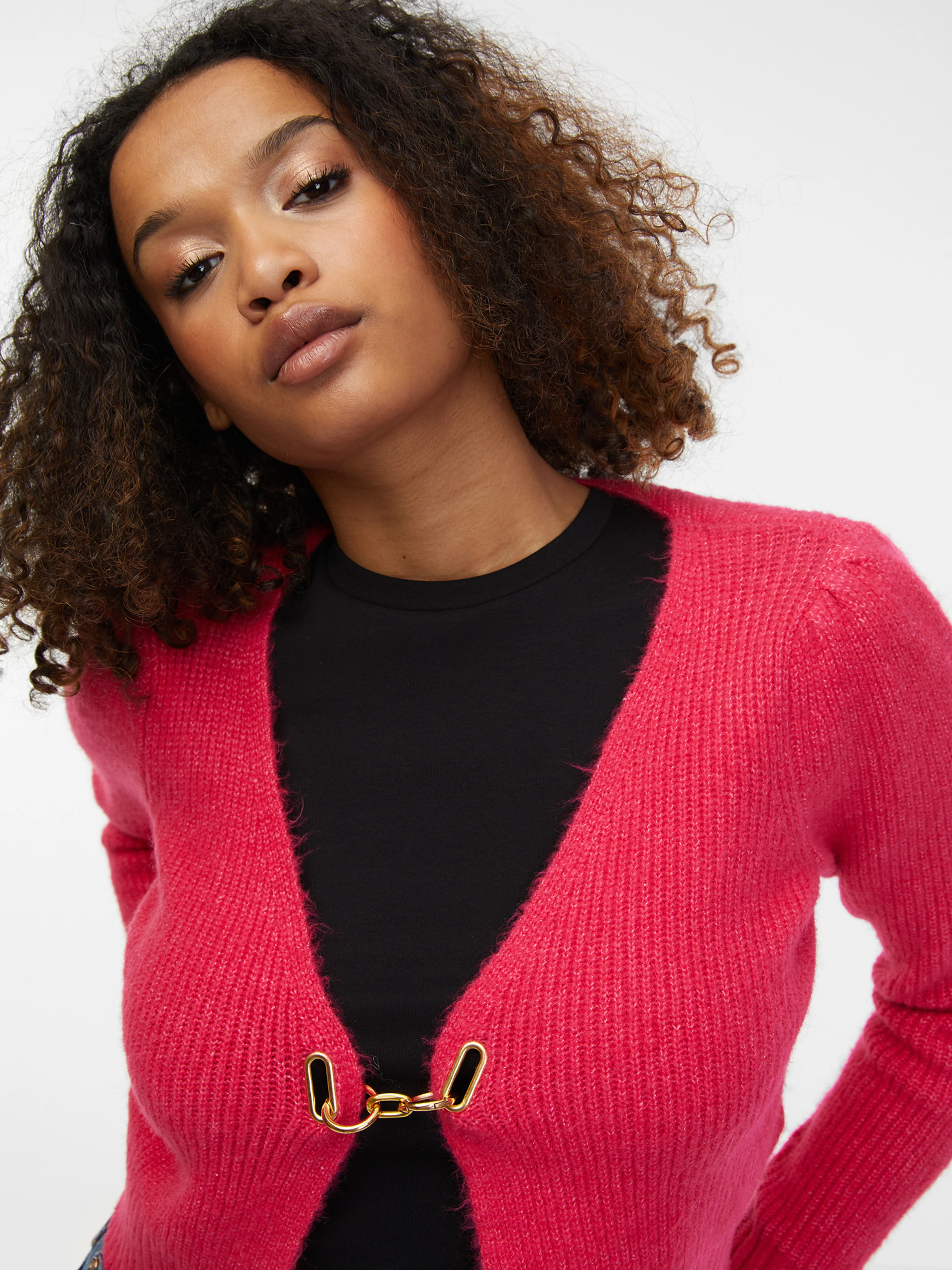 Rosa Damen-Strickjacke mit Wolle ORSAY
