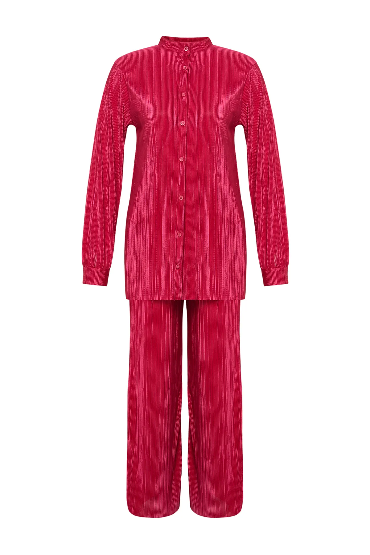 Trendyol Modest  Set aus gestricktem Ober- und Unterteil mit Falten in Fuchsia TCTSS24US00040