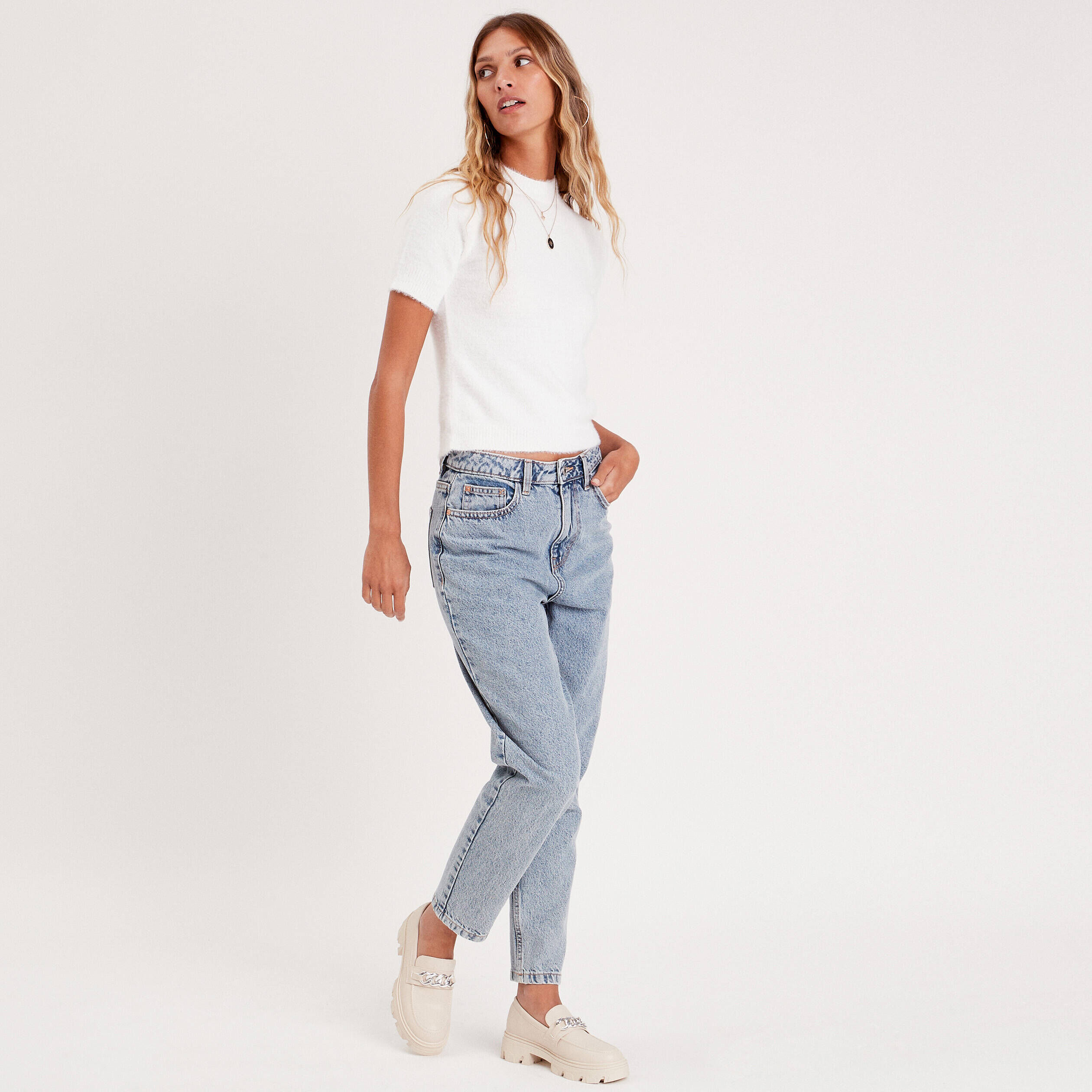 Pull manches courtes ecru femme | Cache Cache