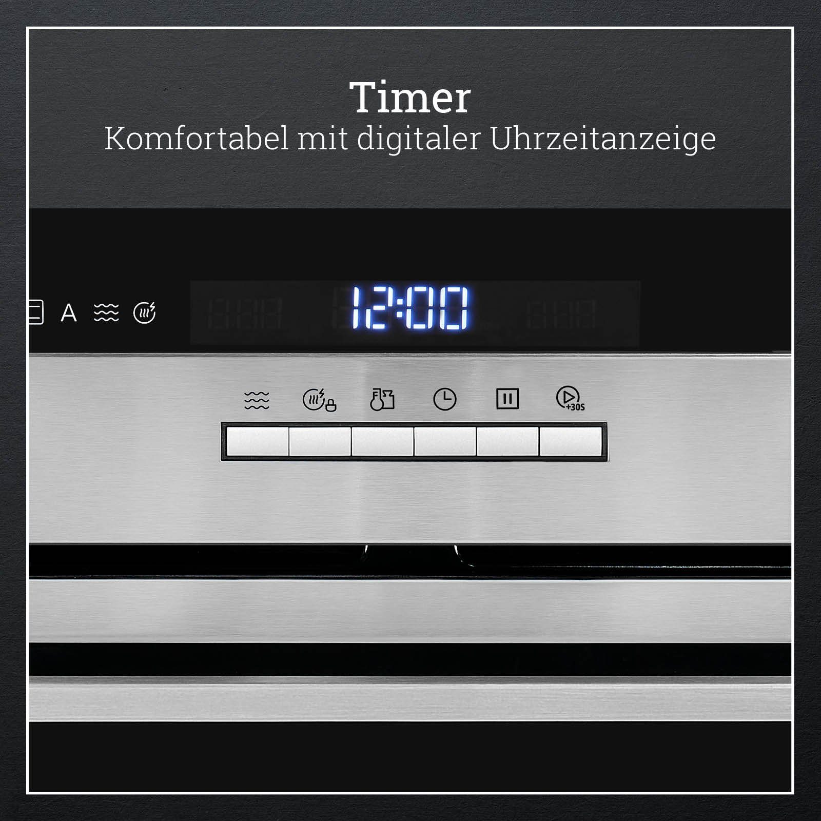 vonReiter Einbau-Mikrowelle VREBM 4550 G, Mikrowelle mit Backofenfunktion, Grill, Heißluft, Auftaufunktion, 50,00 l, Digitaler Timer