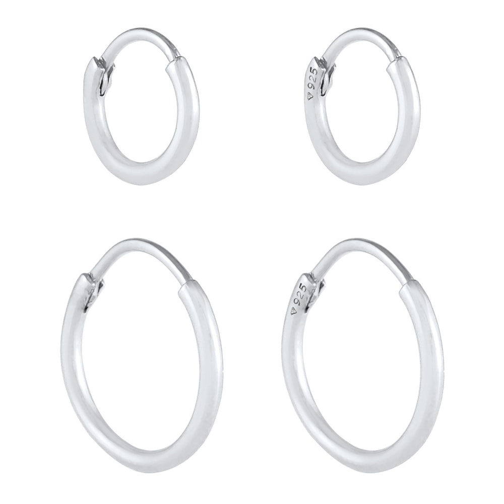 KUZZOI KUZZOI Boucles d'Oreilles Herren Creolen Set Duo Basic 925 Silber Boucles d'oreilles