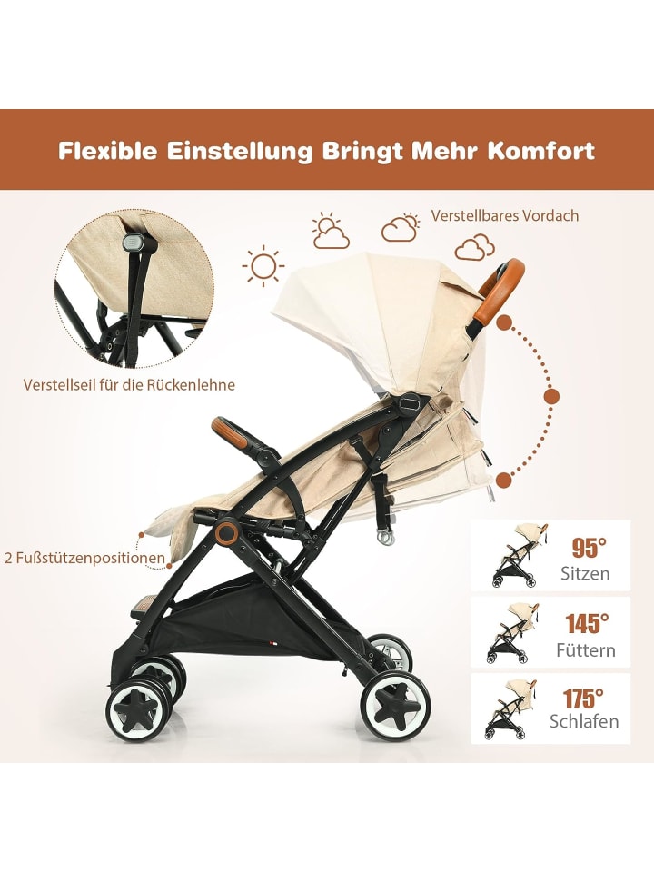 COSTWAY Kinderwagen in Beige günstig kaufen 70x40 cm