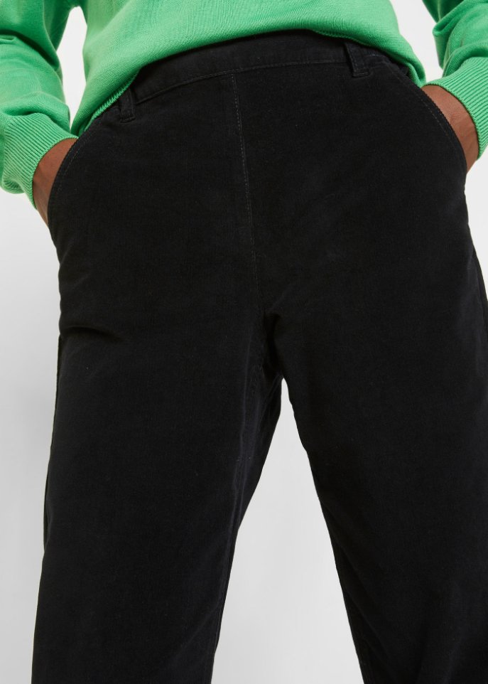 High-Waist-Cordhose mit Bequembund, knöchellang