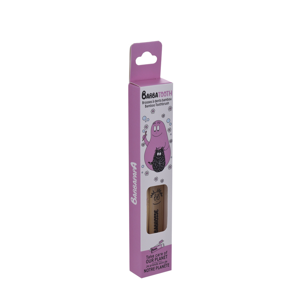 takecare Set de 2 brosses à dents enfant en bambou Barbapapa BROSSE A DENTS
