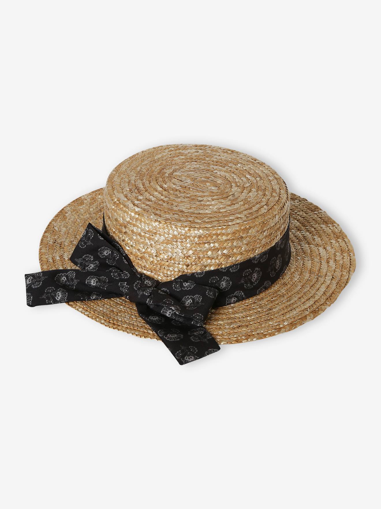 Vertbaudet Mädchen Sonnenhut mit Hutband, Stroh-Optik - sand