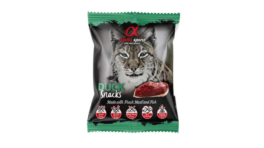alpha spirit Cat Snacks Bag gewürfelt Ente 50g 50 g
