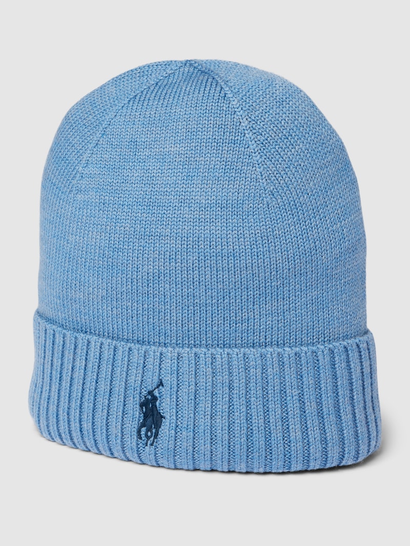 Beanie mit Label-Stitching in hellblau