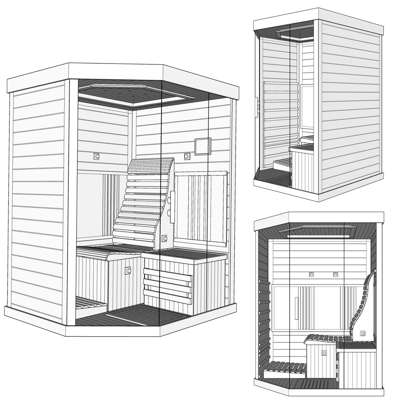 TroniTechnik Dewello® Infrarotsauna Infrarotkabine OTTAWA 140x120cm 1-2 Person inkl. 6 Vollspektrumstrahler