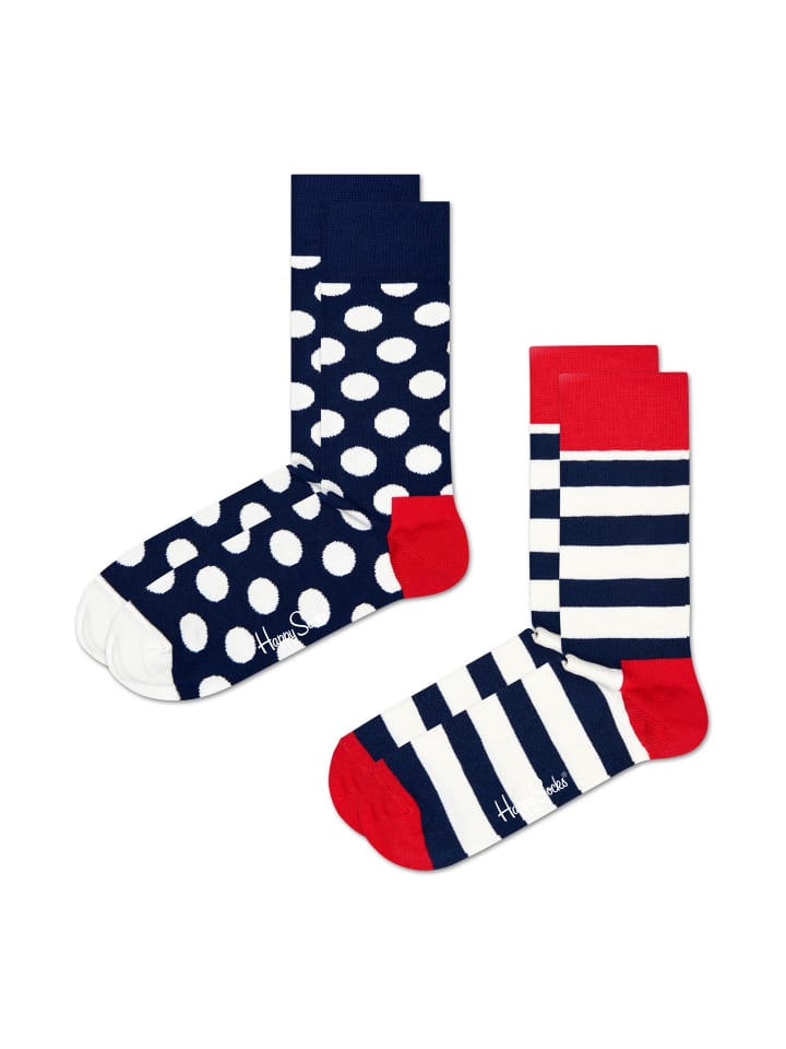Happy Socks Socken 2-Pack Classic Big Dot Socks in dark blue, white, red günstig kaufen