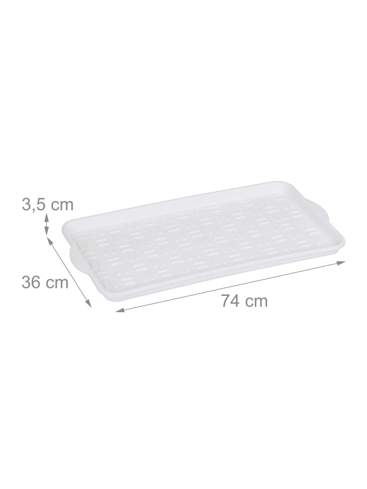 relaxdays 2 x Schuhabtropfschale in Weiß - (B)74x (H)3,5 x (T)36 cm günstig kaufen onesize