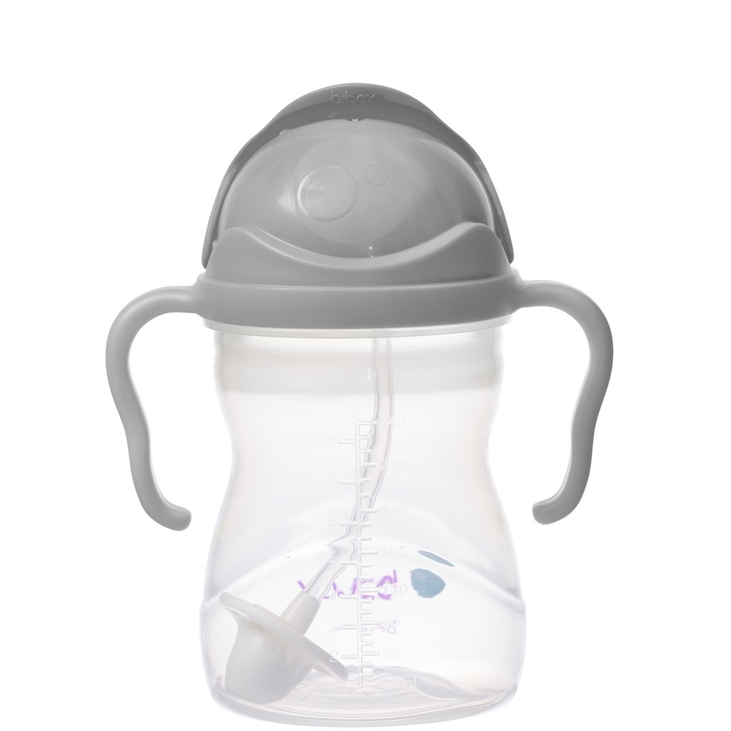 b.box Trinklernflasche mit dynamischen Strohhalm 240 ml - Grau