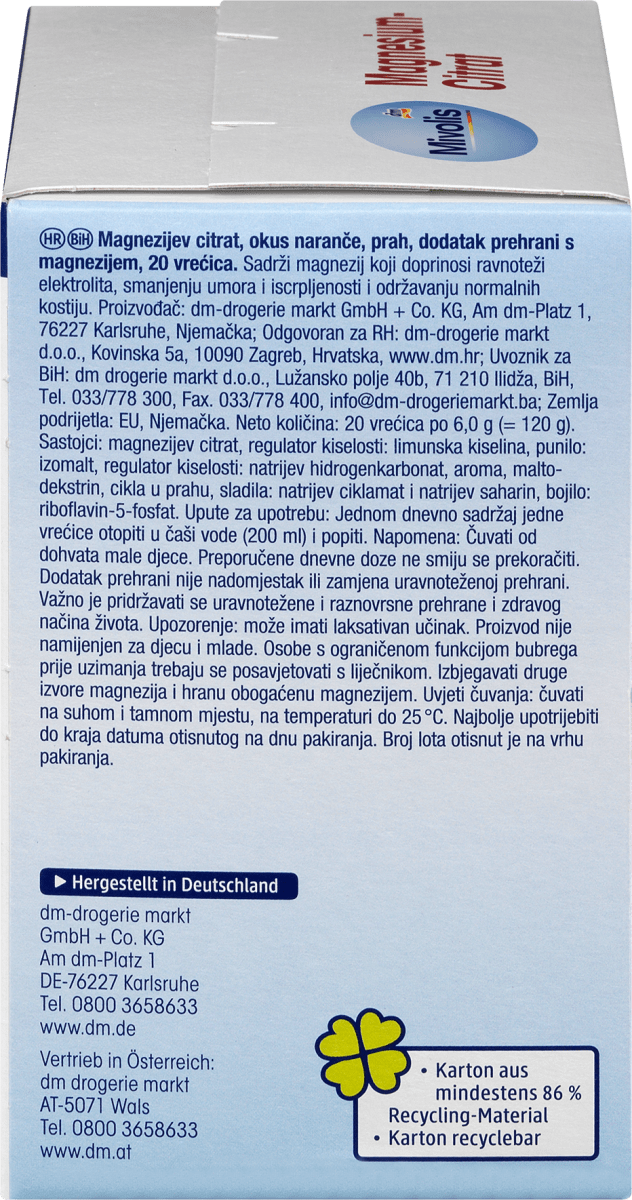 Magnesium-Citrat, Granulat 20 Btl., 120 g
