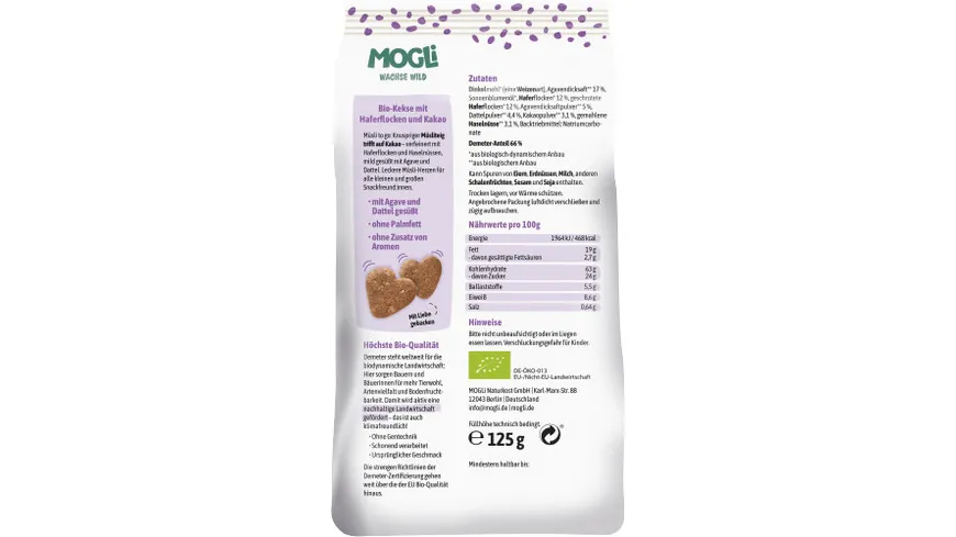 Mogli Bio Müsli Kekse 125 g