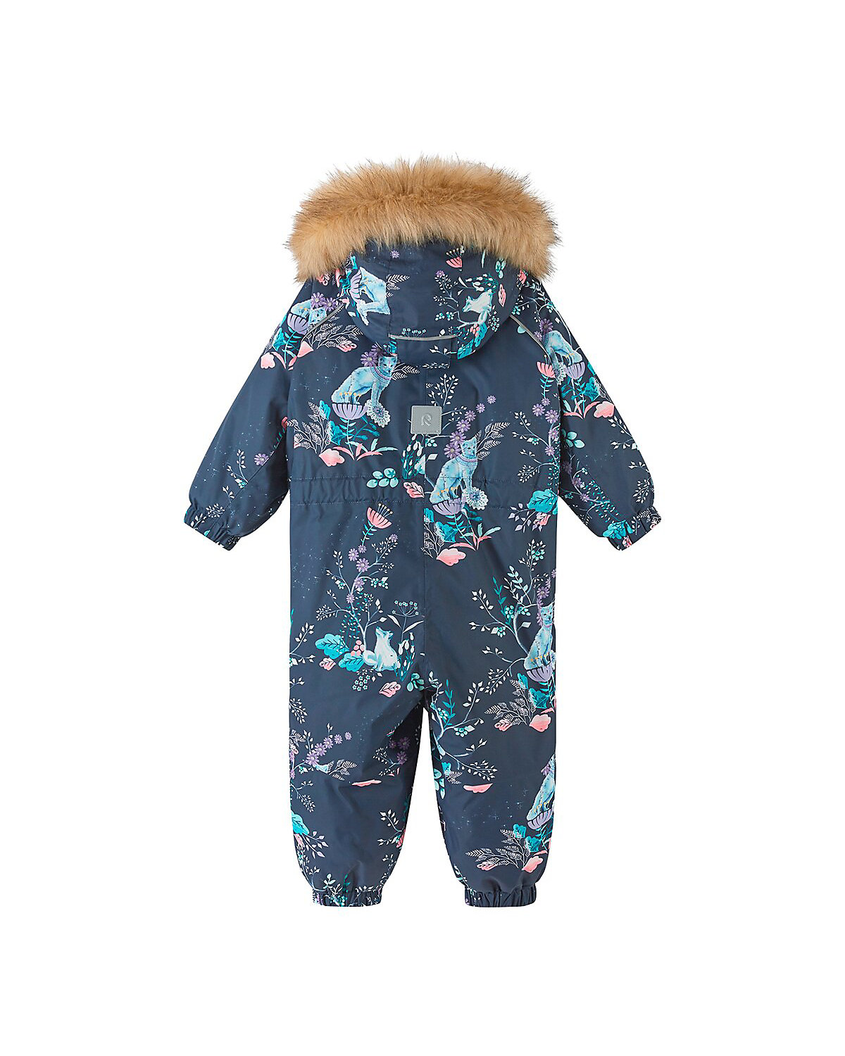 Schneeoverall Kapuze mit Fake Fur Fuchs Blumen