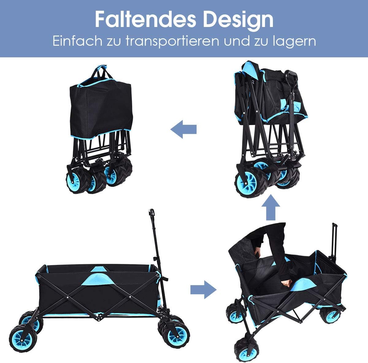 Costway Bollerwagen faltbar mit Dach bis 50 kg belastbar
