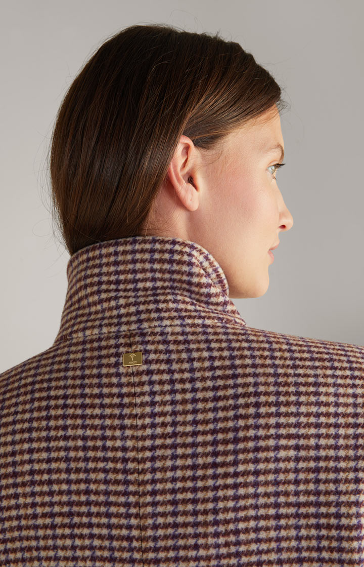 Wool-Blend-Mantel in Ecru-Lila-Braun