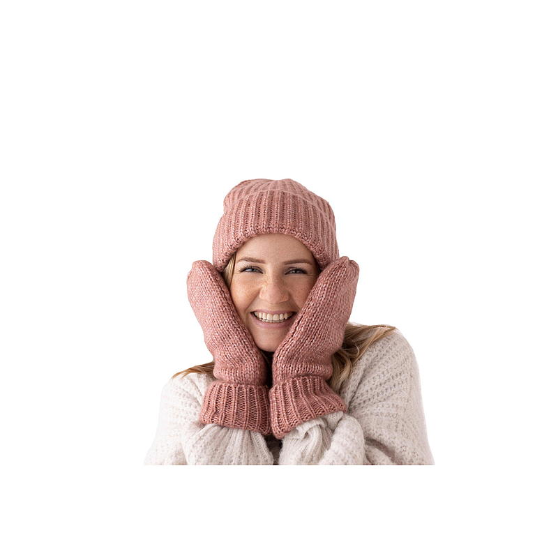 Lue pudderrosa, mohair-look