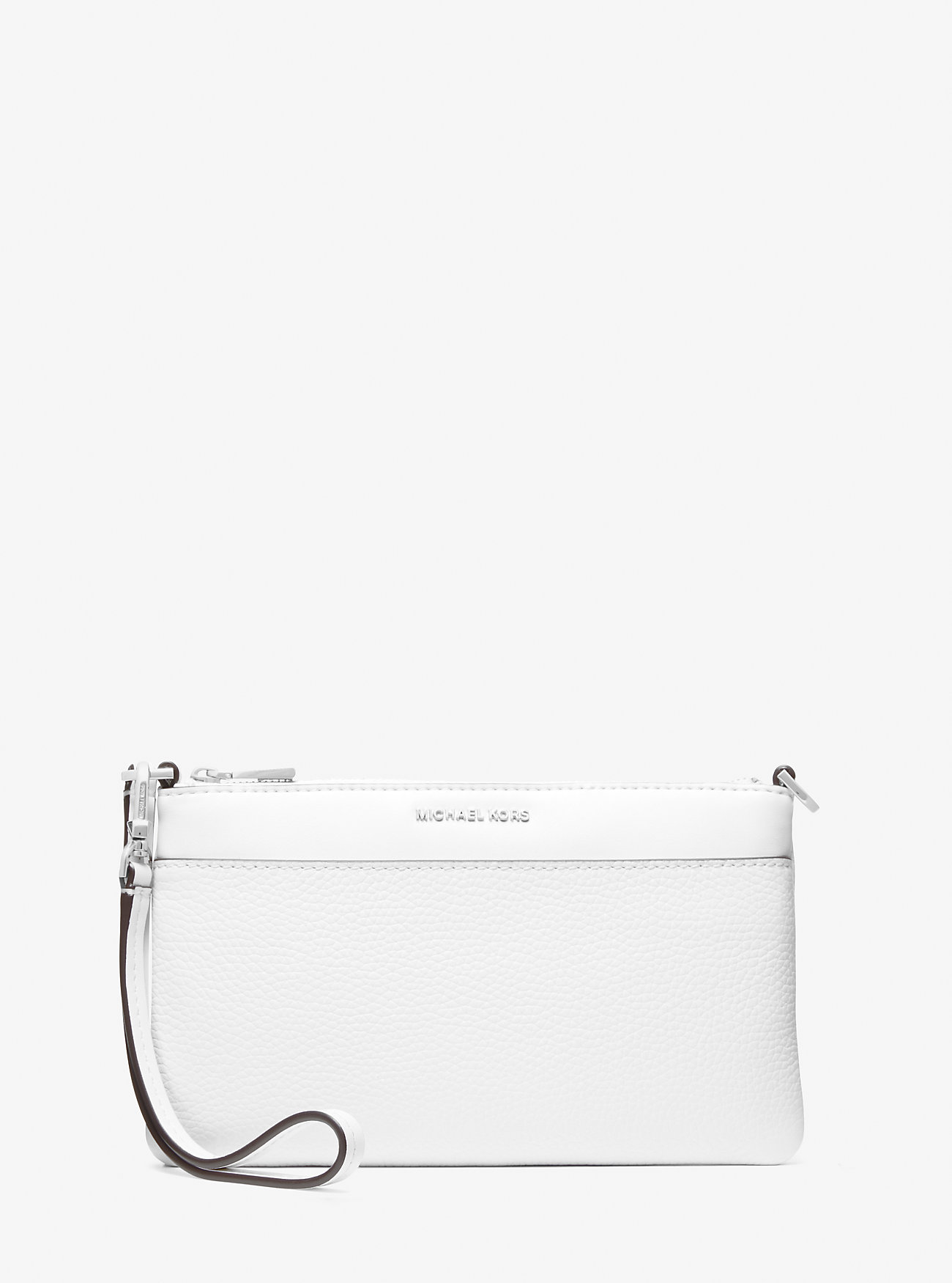 Jet Set Medium Pebbled Leather Convertible Wristlet - OPTIC WHITE