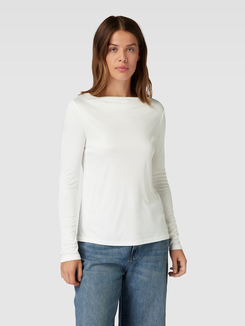 Longsleeve aus Viskose mit Logo-Stitching in weiß
