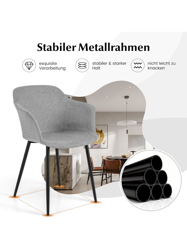 COSTWAY Esszimmerstühle 2er Set in Grau günstig kaufen onesize