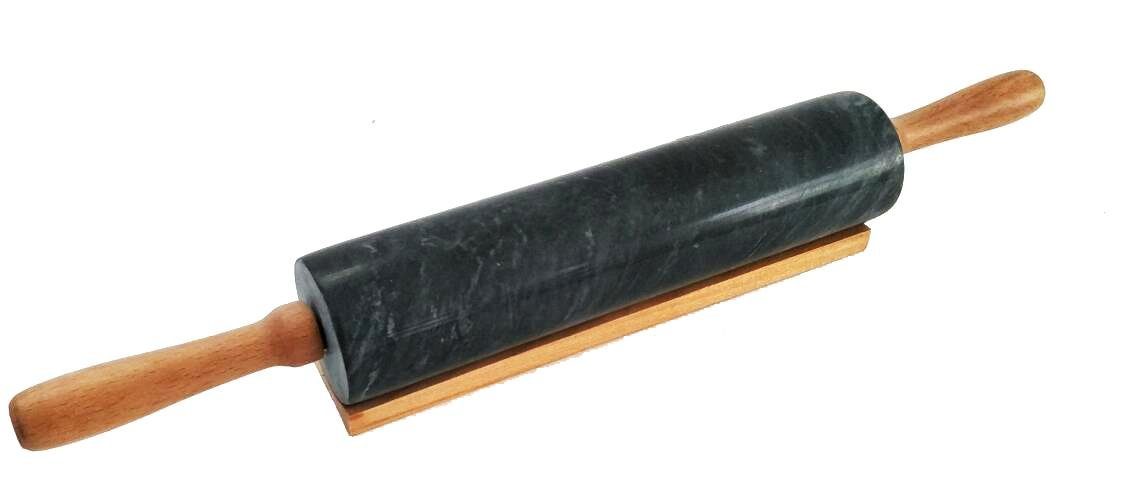 Sendez Teigroller Teigroller aus Marmor mit Ständer 46x6cm Teigrolle Ausroller Nudelrolle 2kg